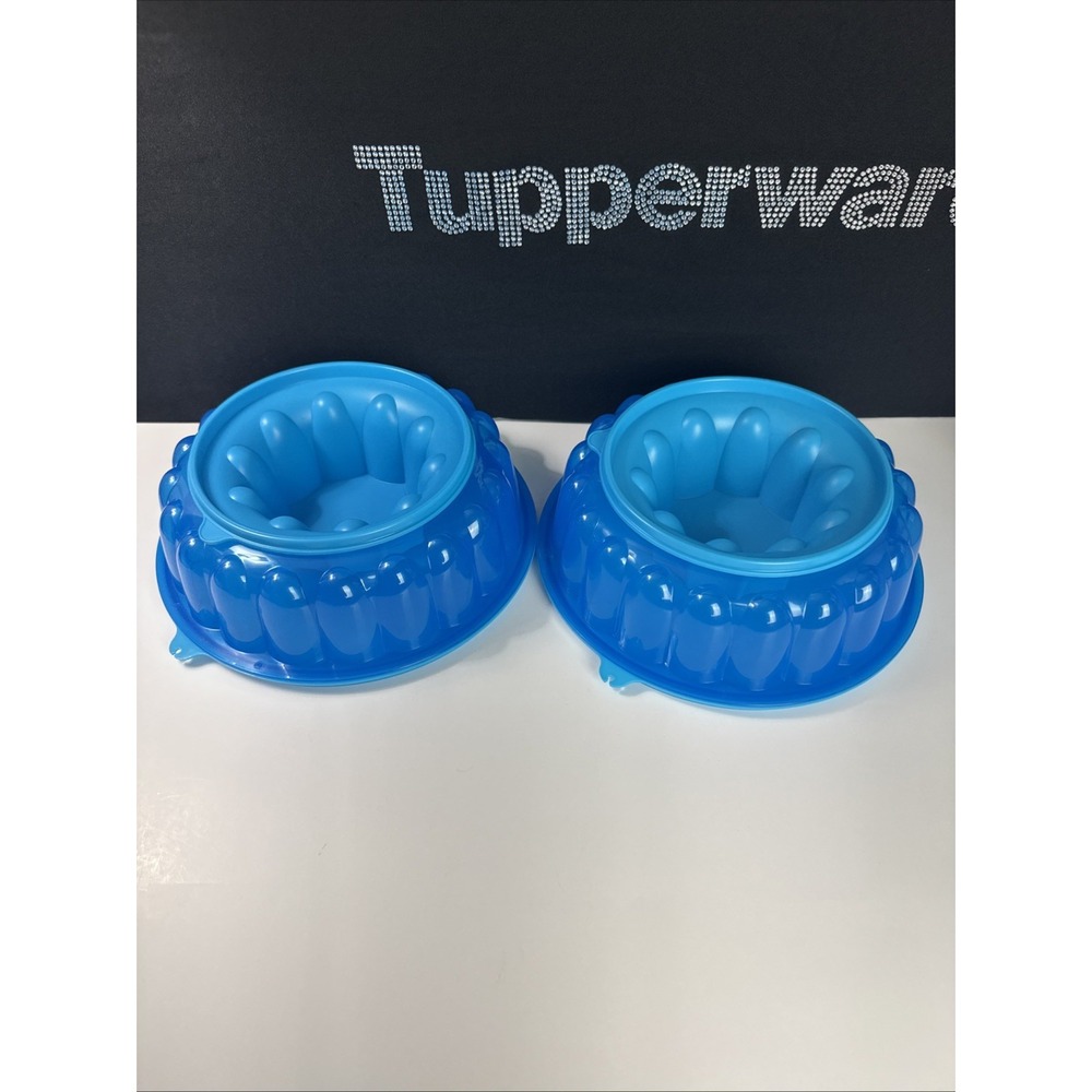 Tupperware Jello Mold Blue Jel-Ring Molds 1.5L 6 Cup NEW Set Of 2